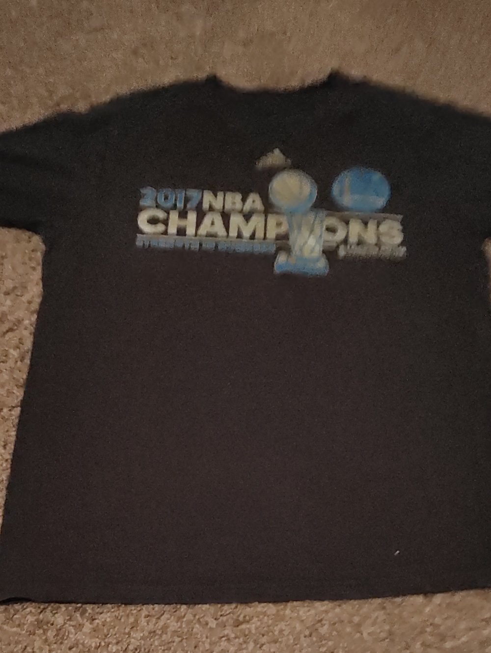 adidas Black 2017 NBA Champions Tee with Blue Print